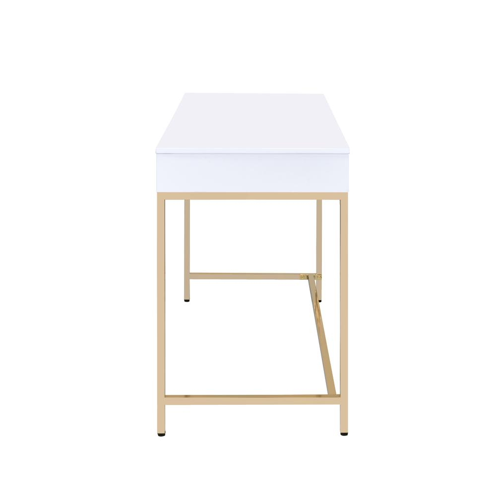 Ottey Desk - White High Gloss & Gold