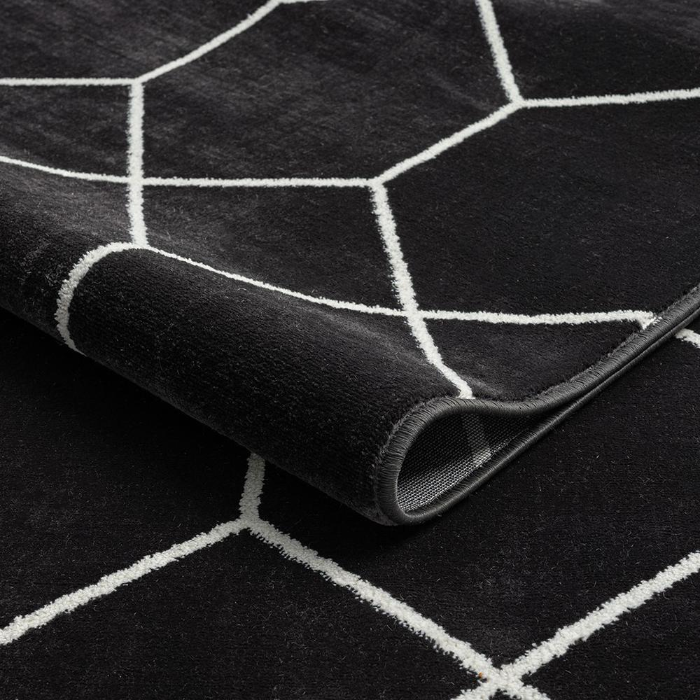 Trellis Geometric Woven Area Rug, 31,44x60, Black/Cream