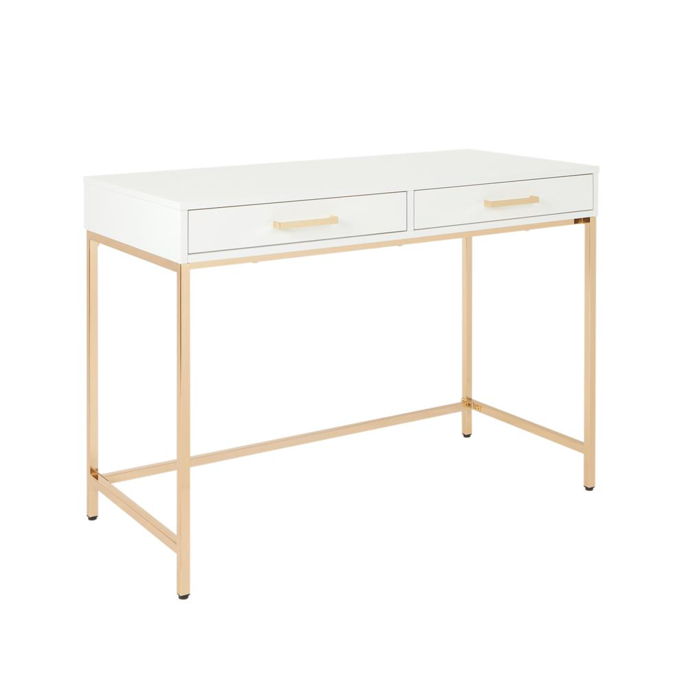 Alios Desk - Gold and White Gloss - Higher Gallery