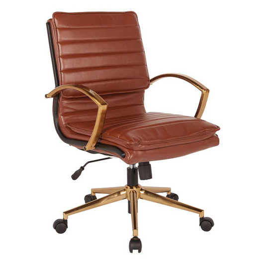 Mid-Back Faux Leather Chair - Saddle