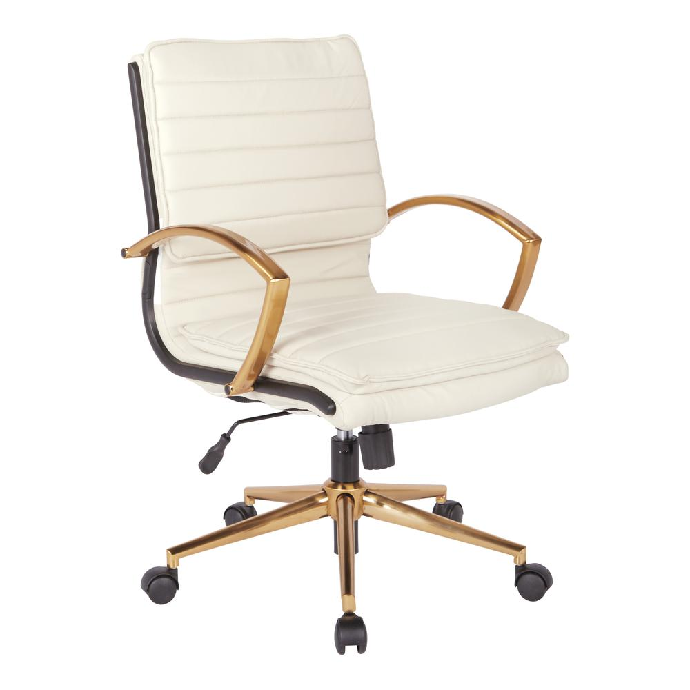 Mid-Back Faux Leather Chair - Cream