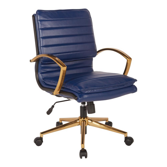 Mid-Back Faux Leather Chair - Navy