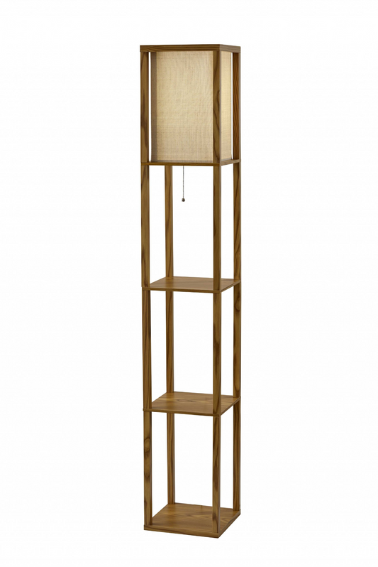Floor Lamp Storage Shelves -  Natural Wood Finish