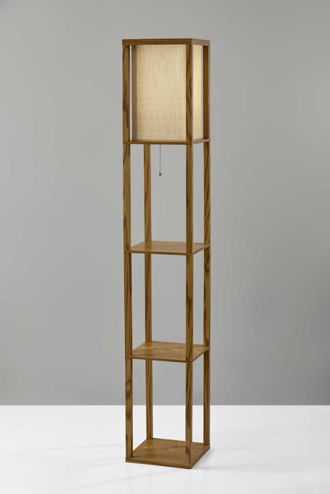 Floor Lamp Storage Shelves -  Natural Wood Finish