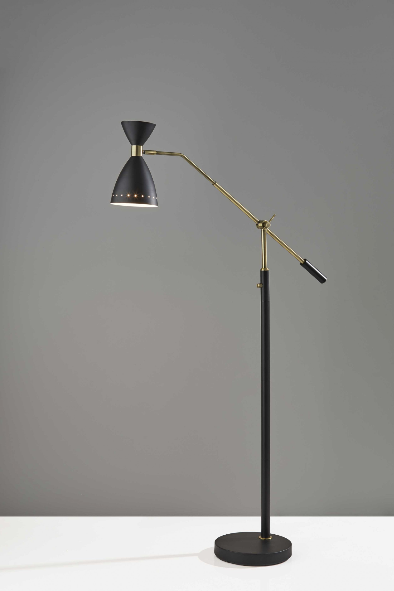 Black Task Floor Lamp With Black Cone