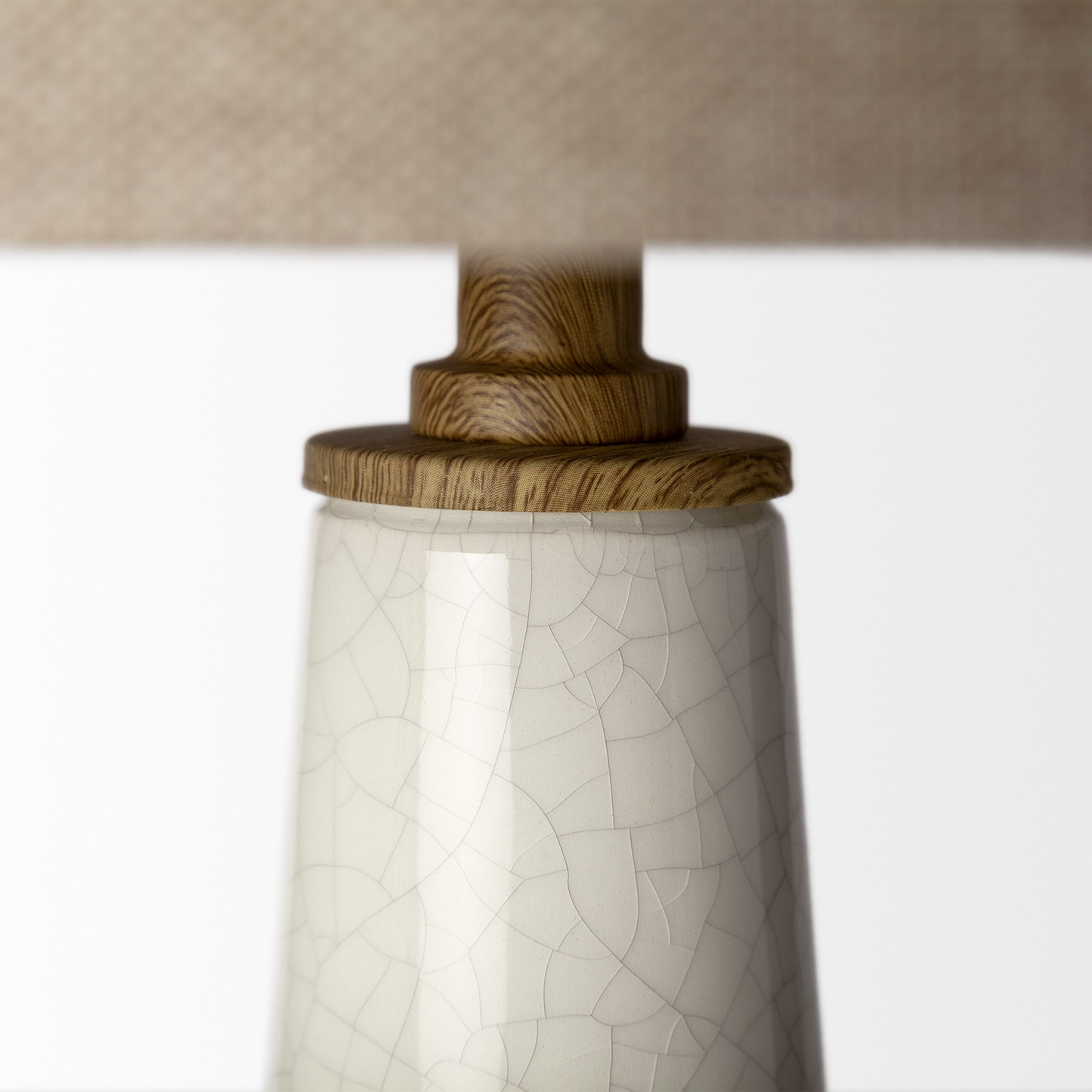 White Crackle And Natural Ceramic Desk Lamp