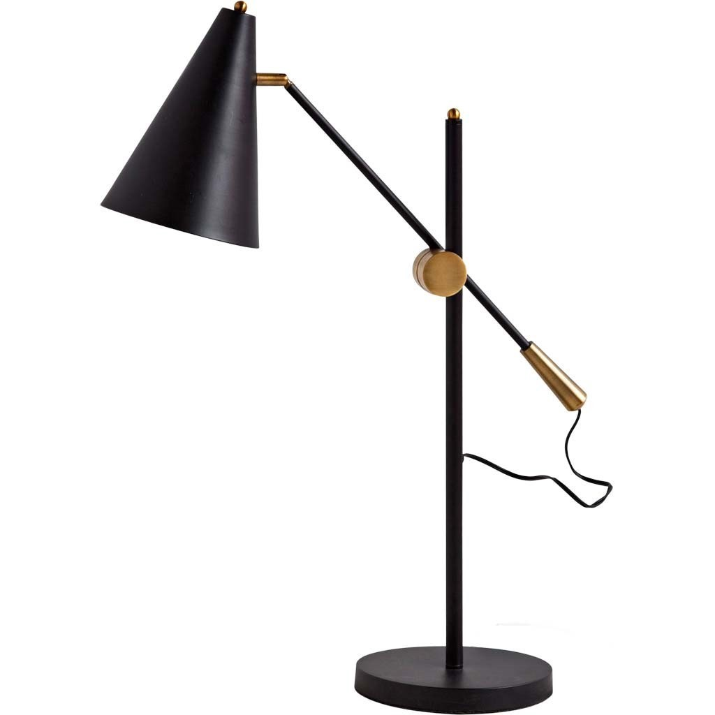 Sleek Black & Gold Cone Adjustable Desk Lamp