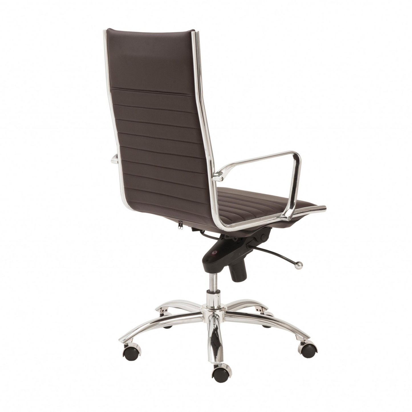 High Back Ribbed Office Chair With Chrome Steel Base - Brown
