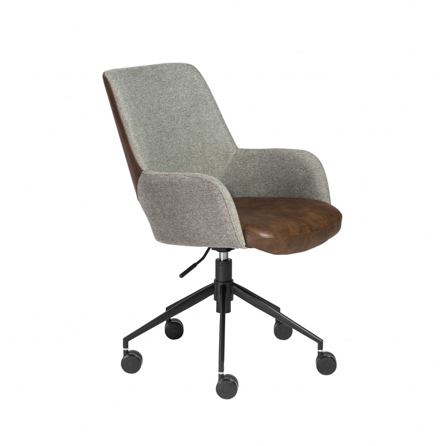 Tilt Office Chair - Gray Fabric  & Brown Faux Leather
