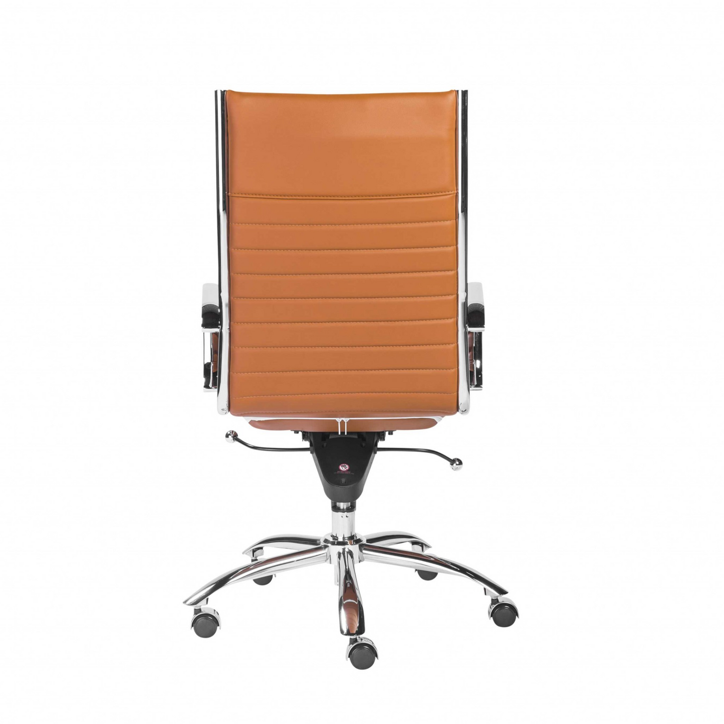 High Back Ribbed Office Chair With Chrome Base - Cognac
