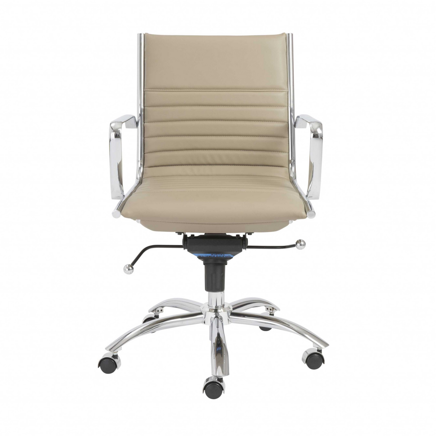 Low Back Ribbed Office Chair with Chromed Steel Base - Taupe