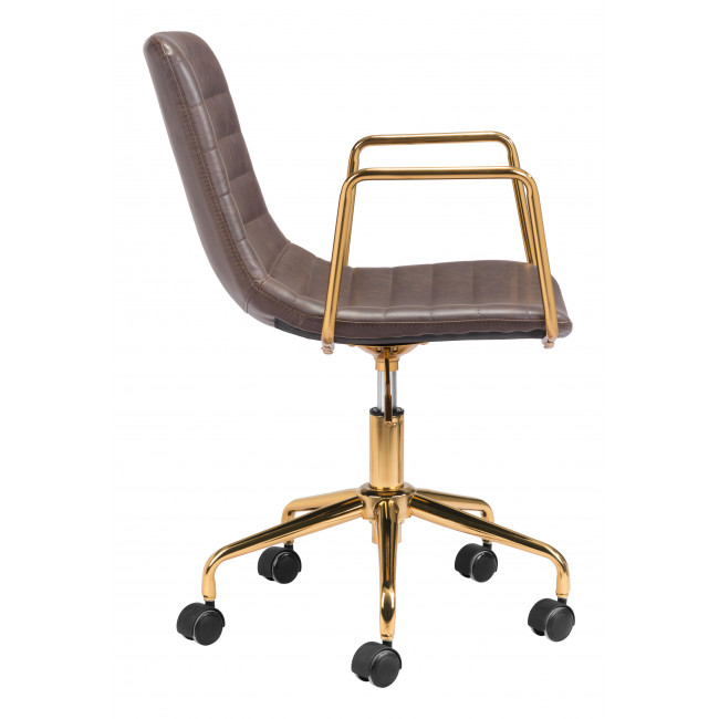 Brown + Gold Rolling Swivel Office Chair