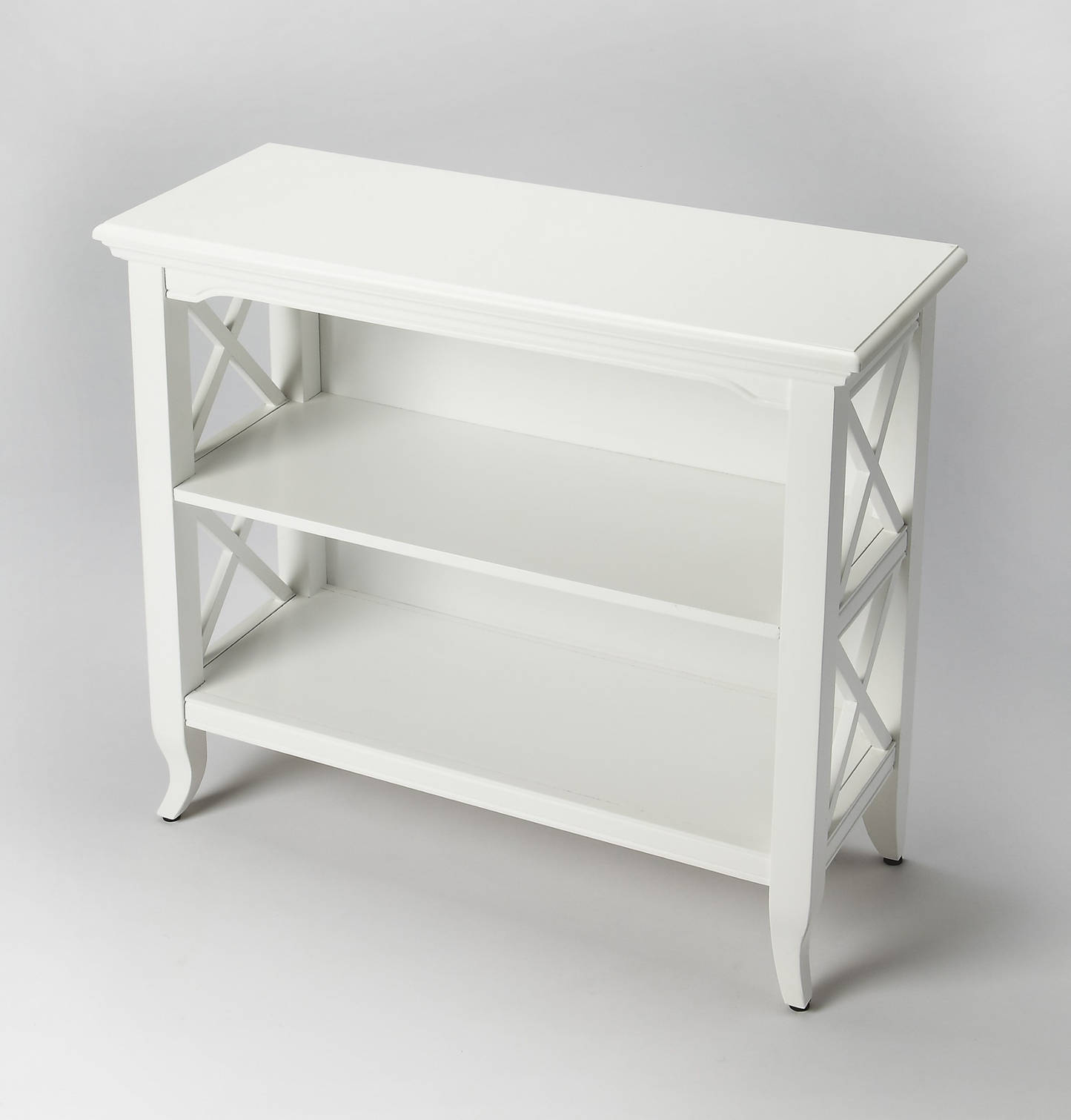 Newport Low Bookcase - Glossy White - Higher Gallery