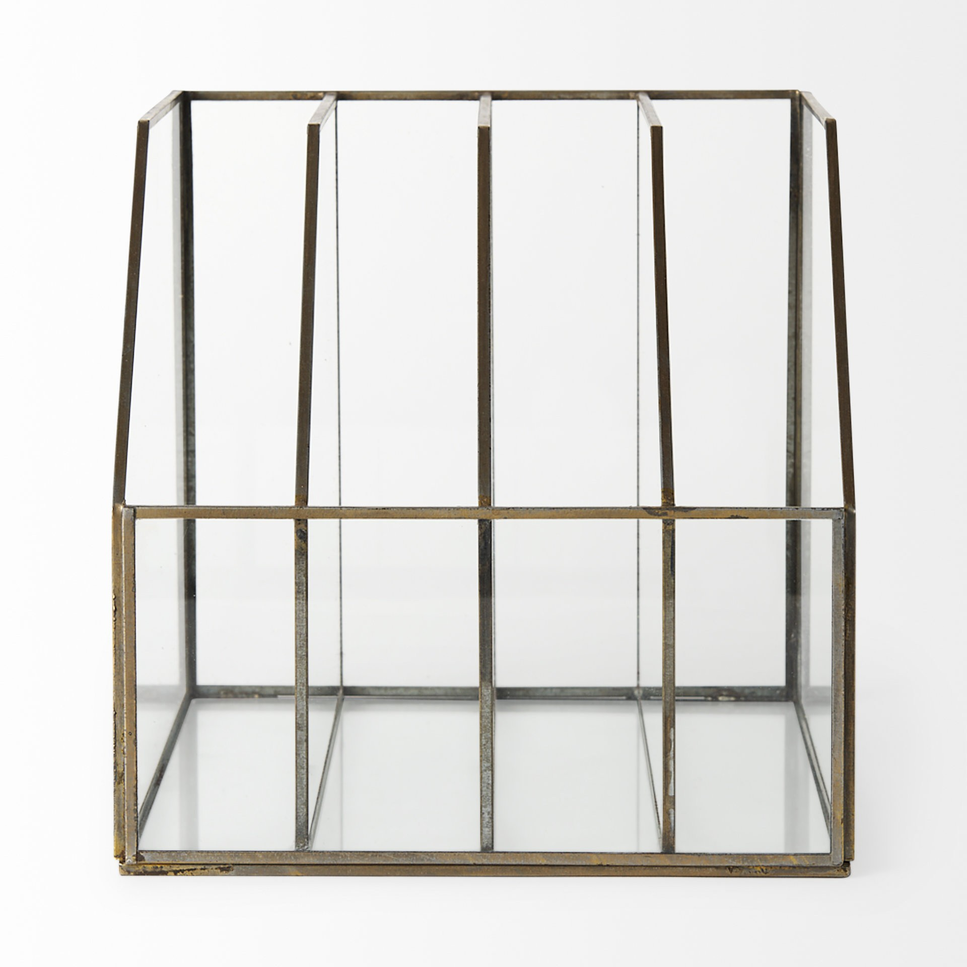 Modern Rustic Gold Metal And Glass File Holder - Higher Gallery