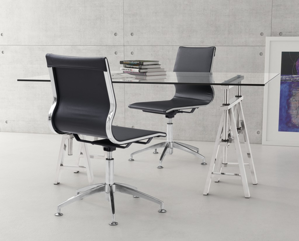 Ergonomic Conference Room Office Chair Armless - Black