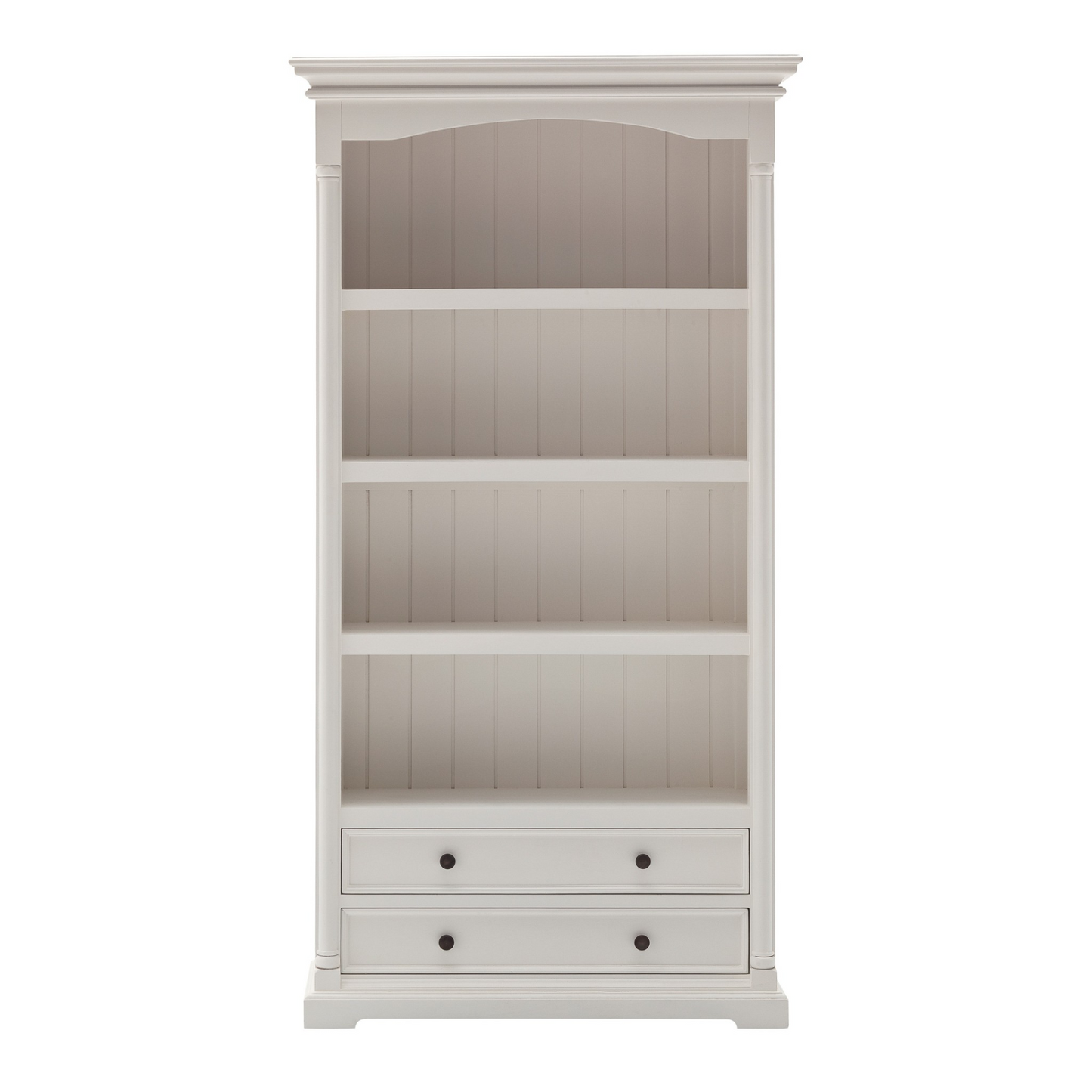 Classic Tongue + Groove Bookcase with Drawers - White - Higher Gallery