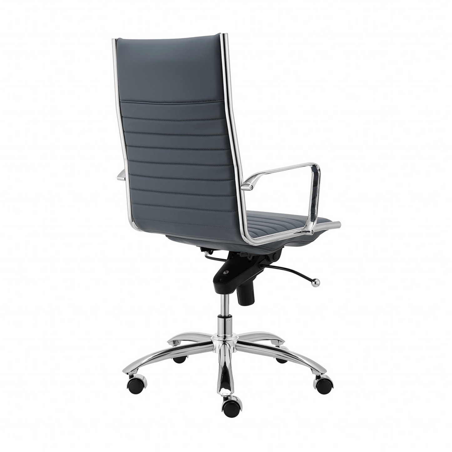 Executive Ribbed High Back Office Chair -  Blue and Chrome