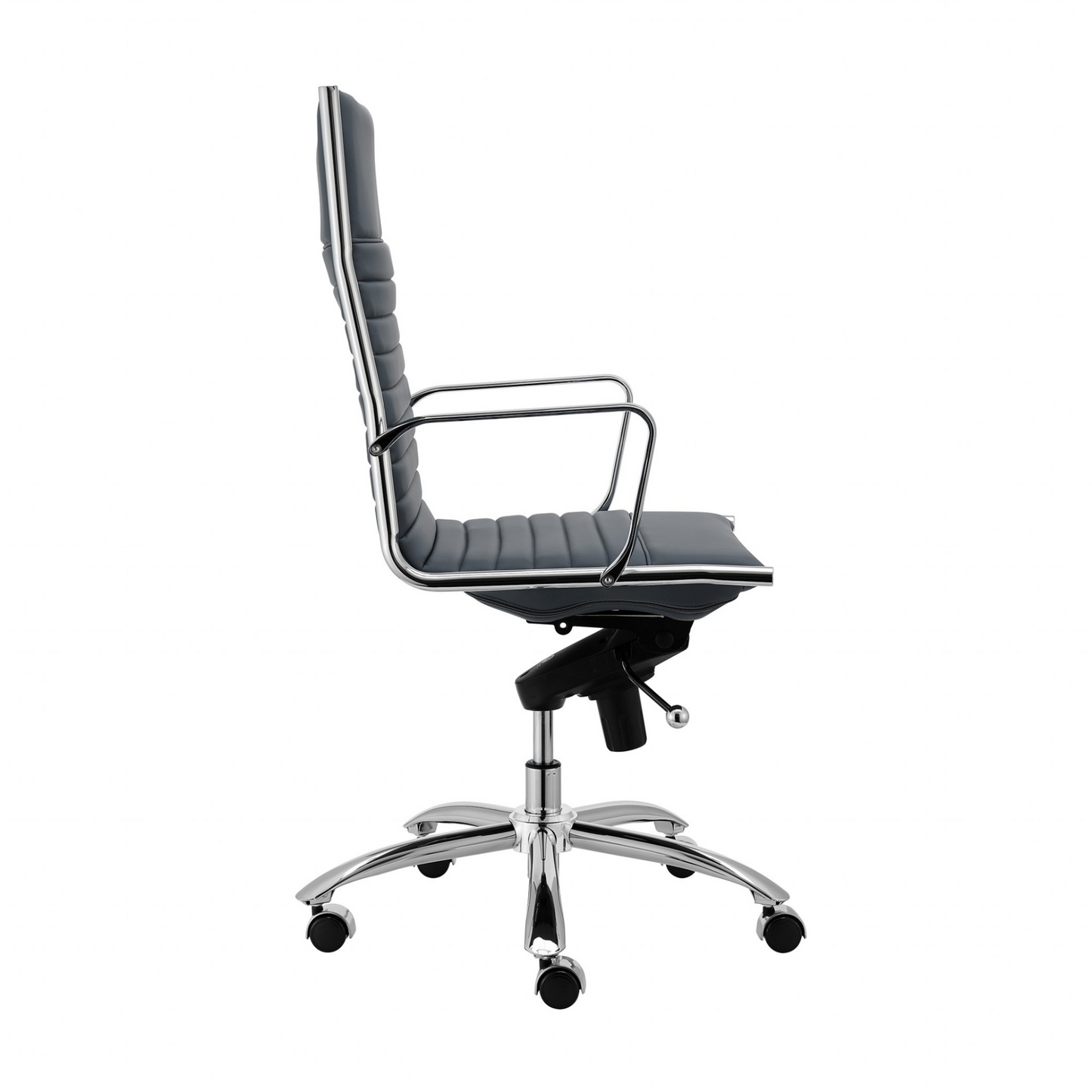 Executive Ribbed High Back Office Chair -  Blue and Chrome