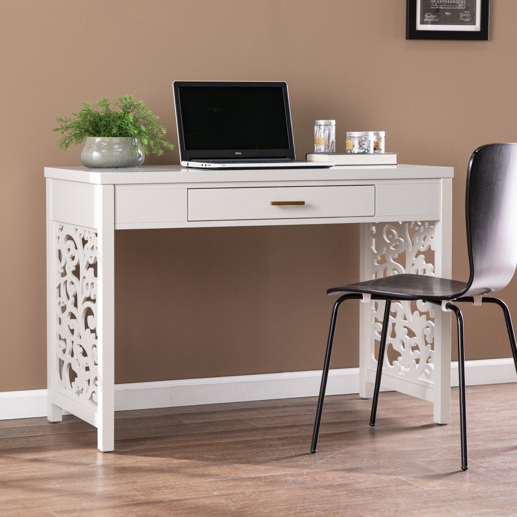 Gray Lattice Desk with Storage - Higher Gallery