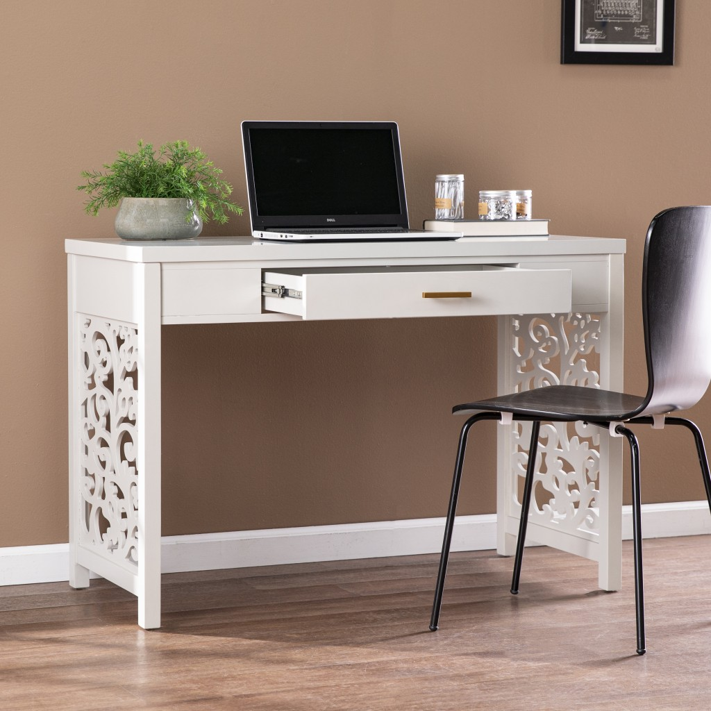 Gray Lattice Desk with Storage - Higher Gallery
