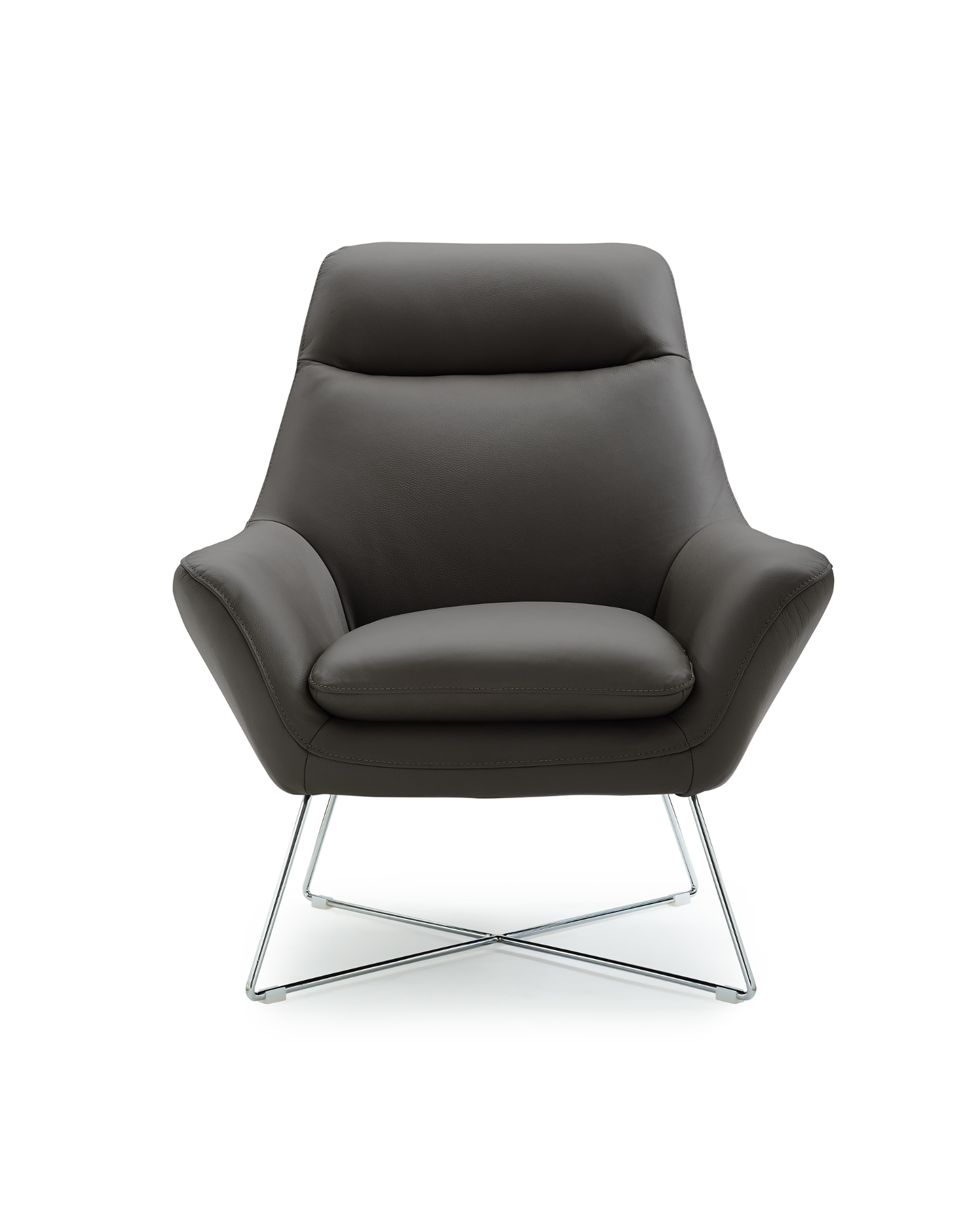 modern leather arm chair with sleek metal frame