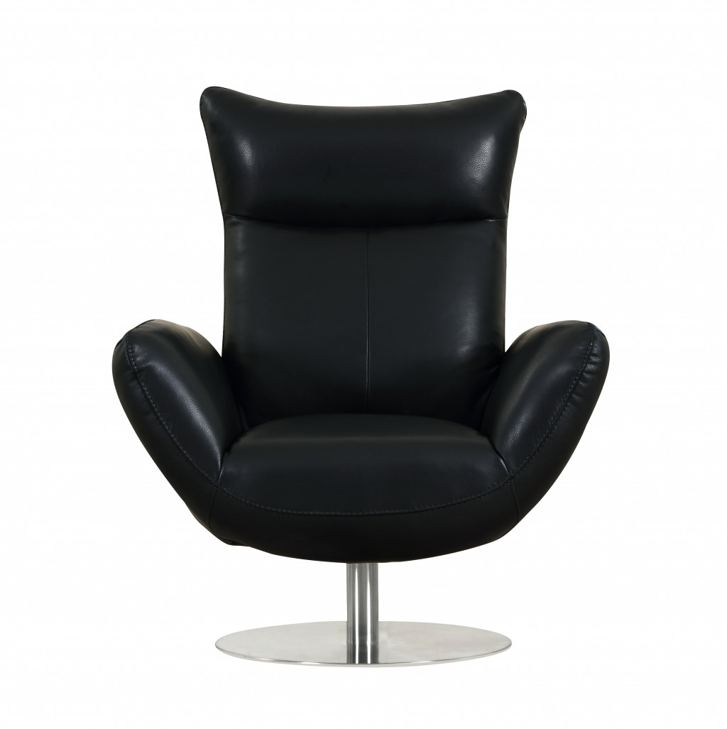 Contemporary Leather Lounge Chair - Black