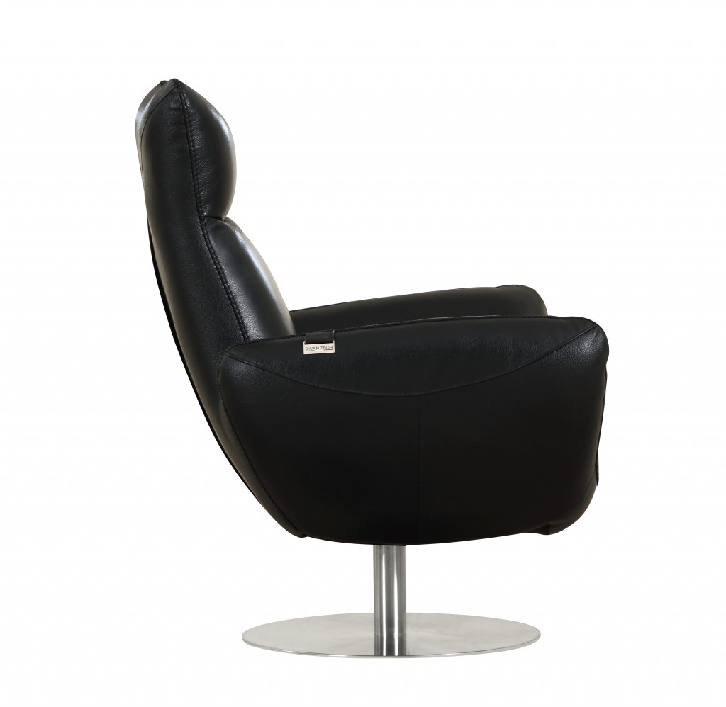 Contemporary Leather Lounge Chair - Black