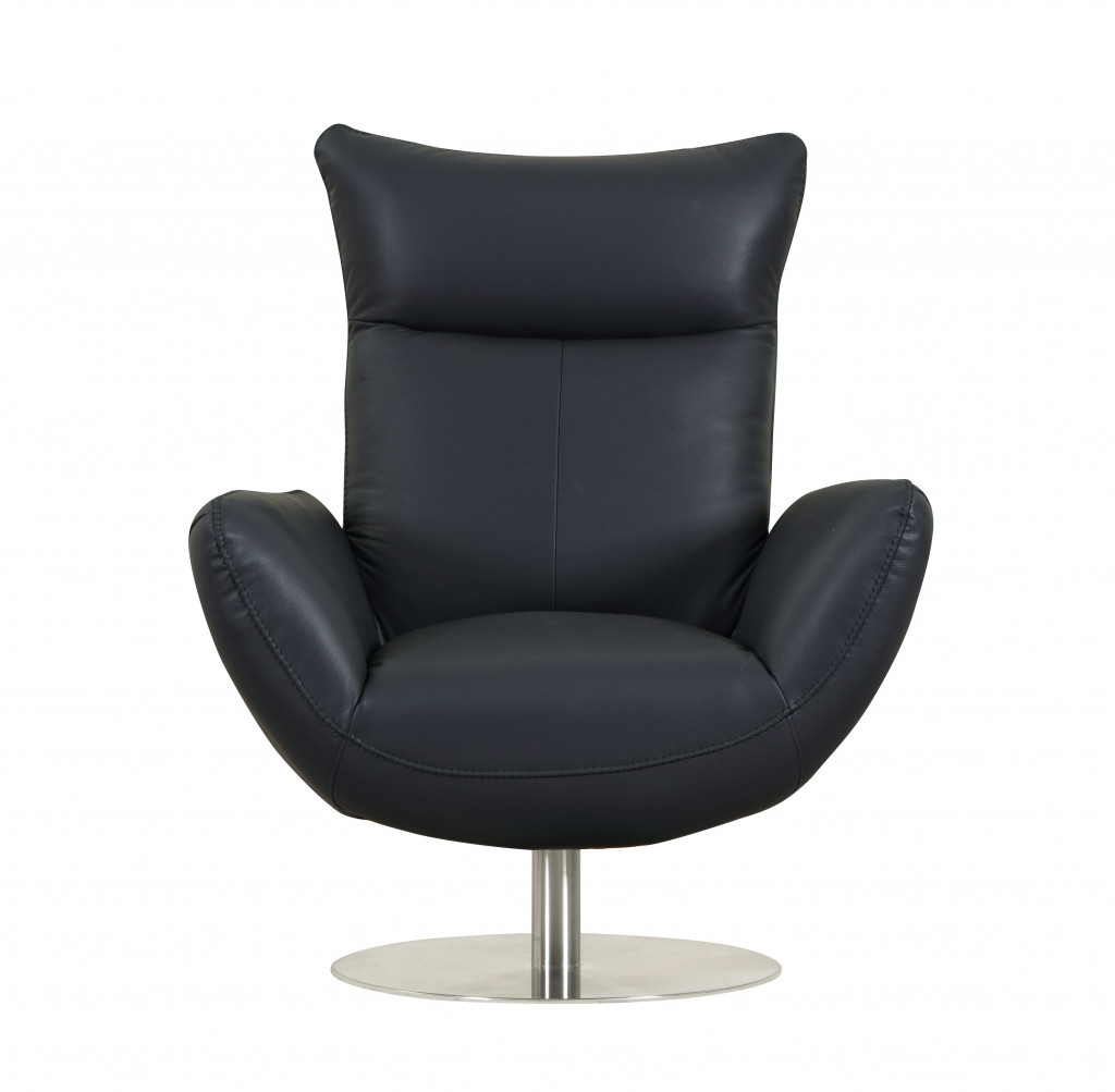 modern style leather lounge chair on chrome pedistal