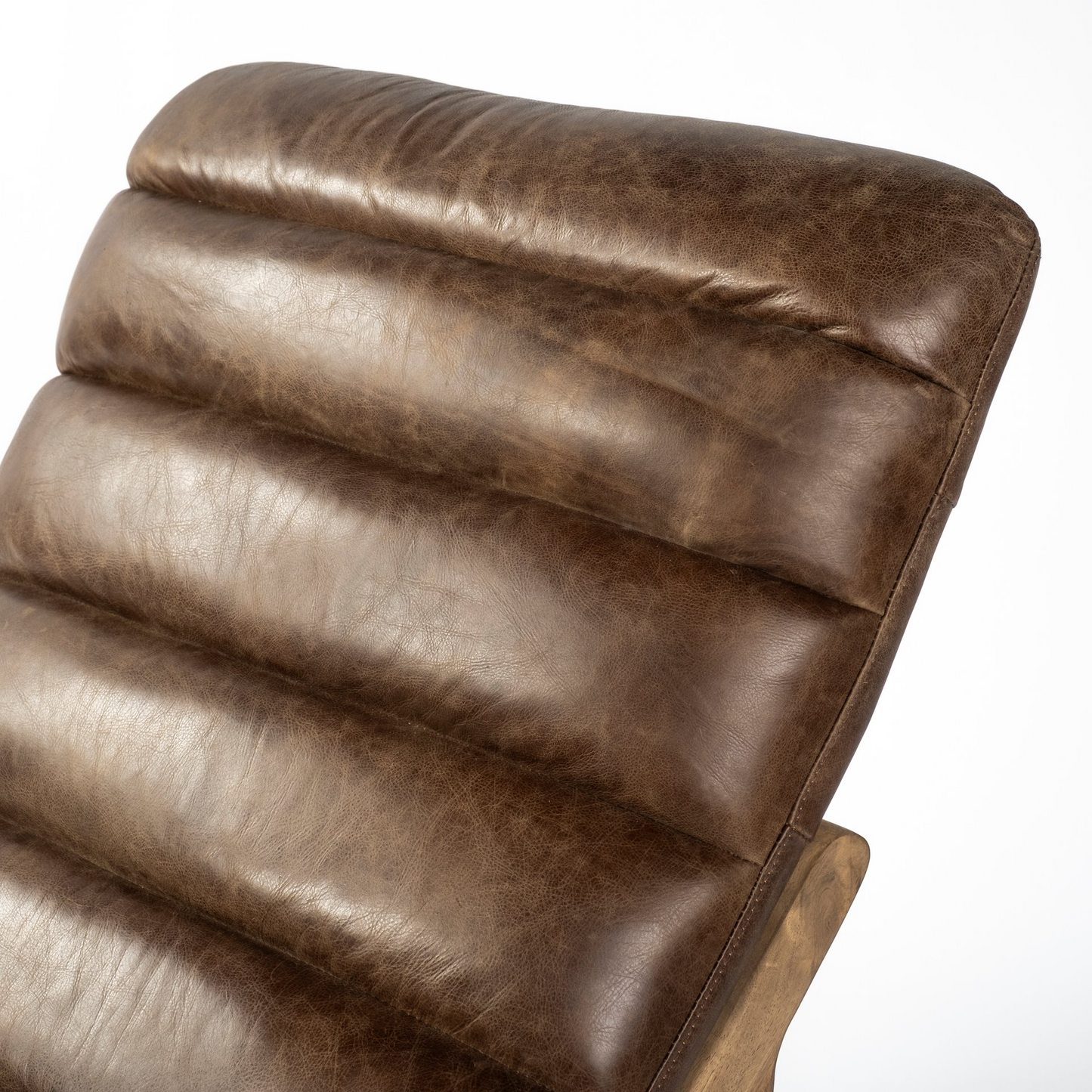 Genuine Leather Chaise Lounge Chair - Modern Brown