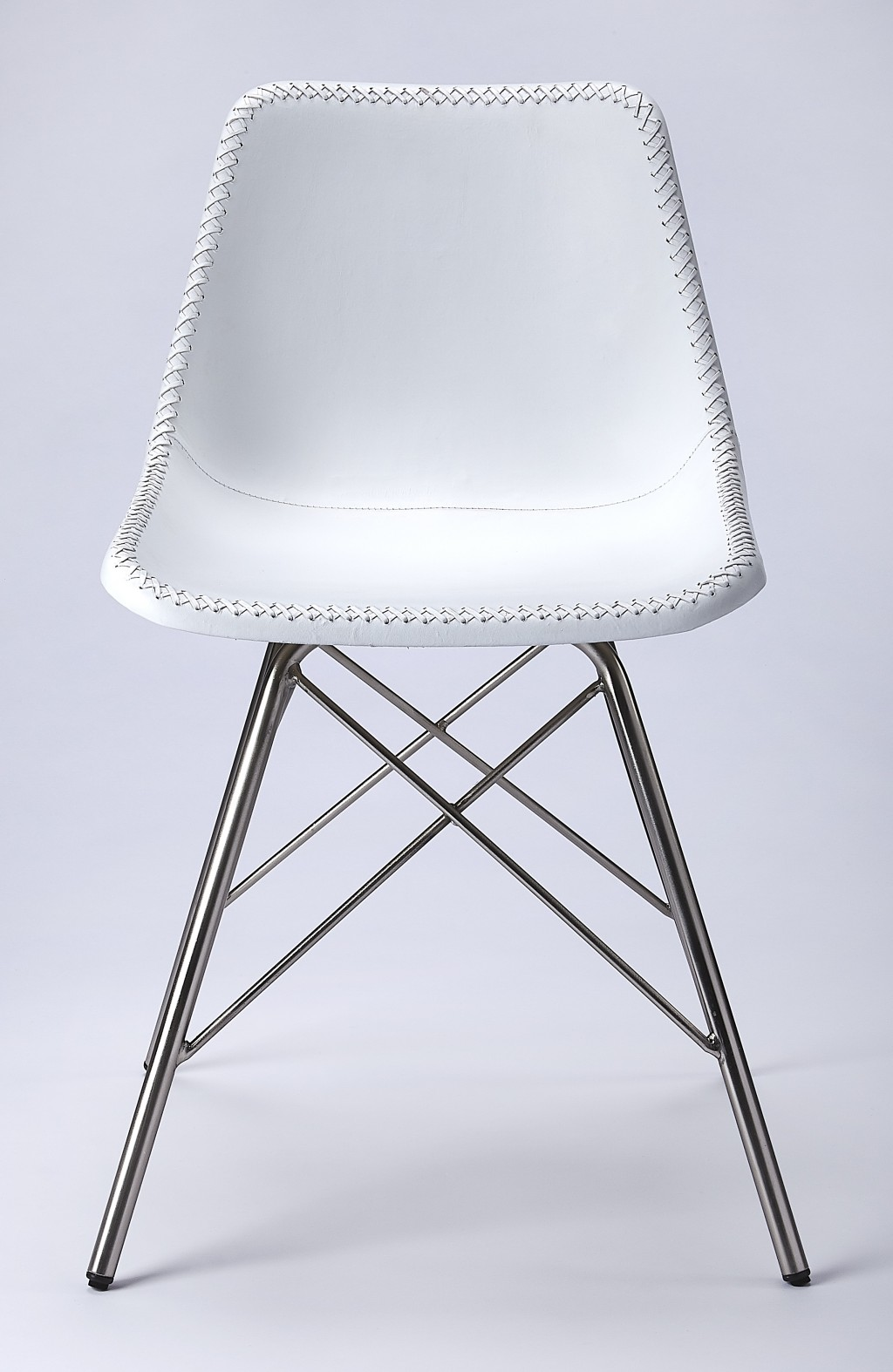 cool white leather chair with Eiffel tower base