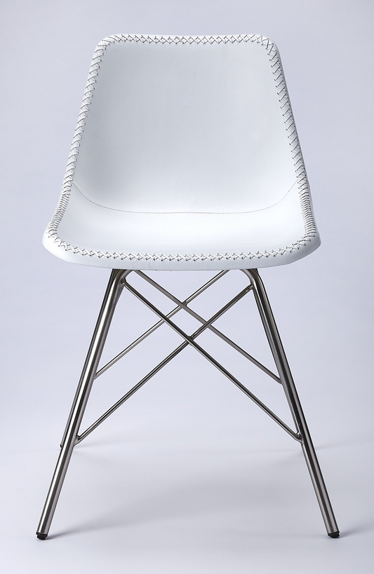 cool white leather chair with Eiffel tower base