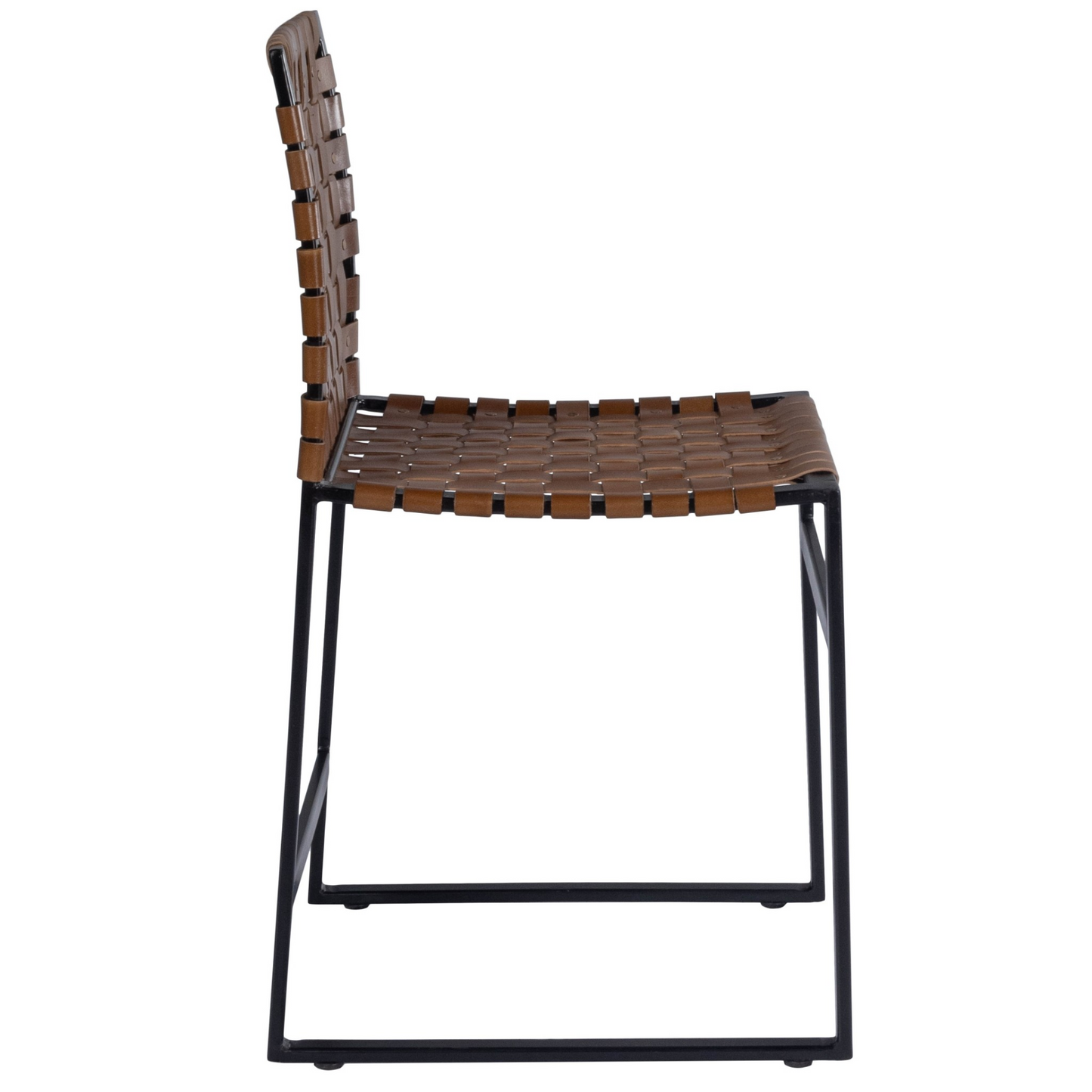 Woven Leather Chair - Brown Leather