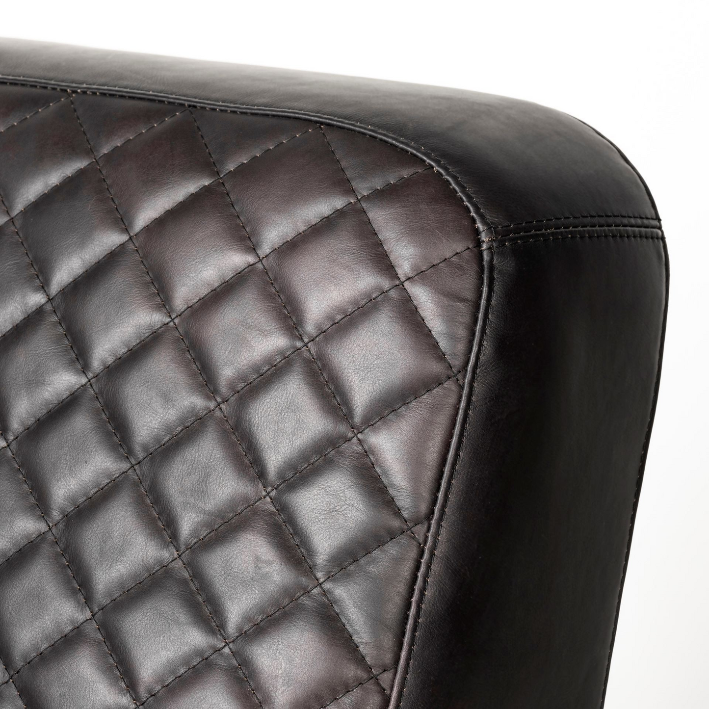 Black Leather Diamond Pattern Gold Club Chair