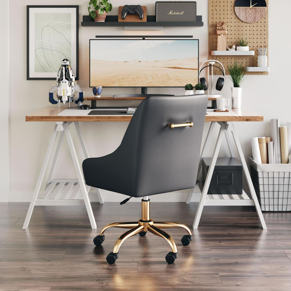 Madelaine Office Chair - Gray & Gold - Higher Gallery Home Office