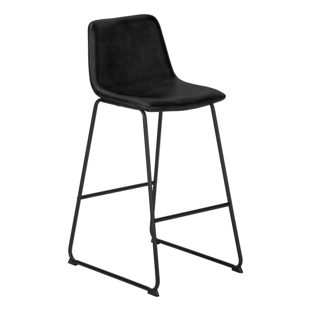 leather look counter high stool in black