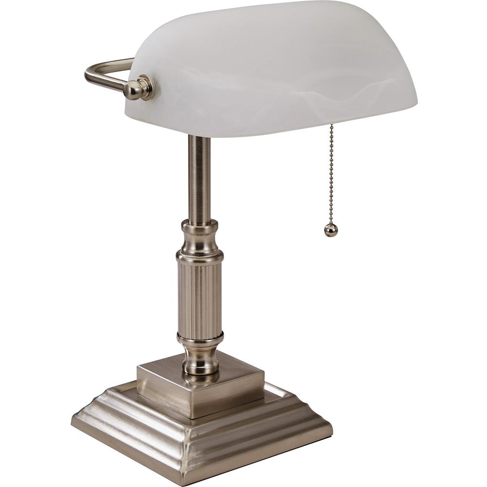 Lorell Classic Banker's Lamp -Brushed Nickel - Higher Gallery