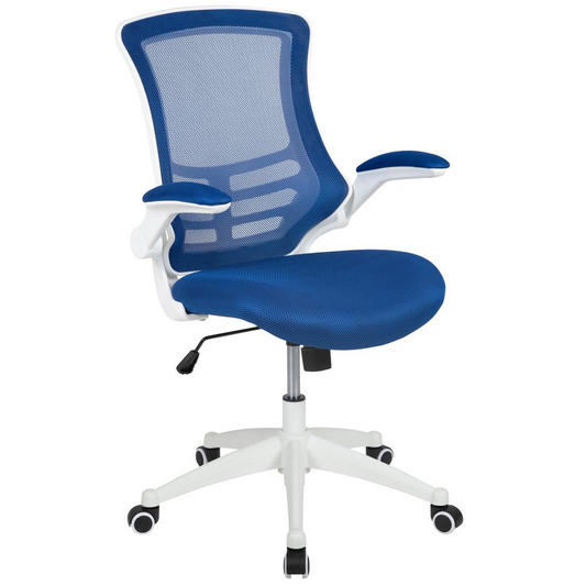 Mid Back Mesh ergonomic swivel desk chair - blue & white - Higher Gallery Home Office