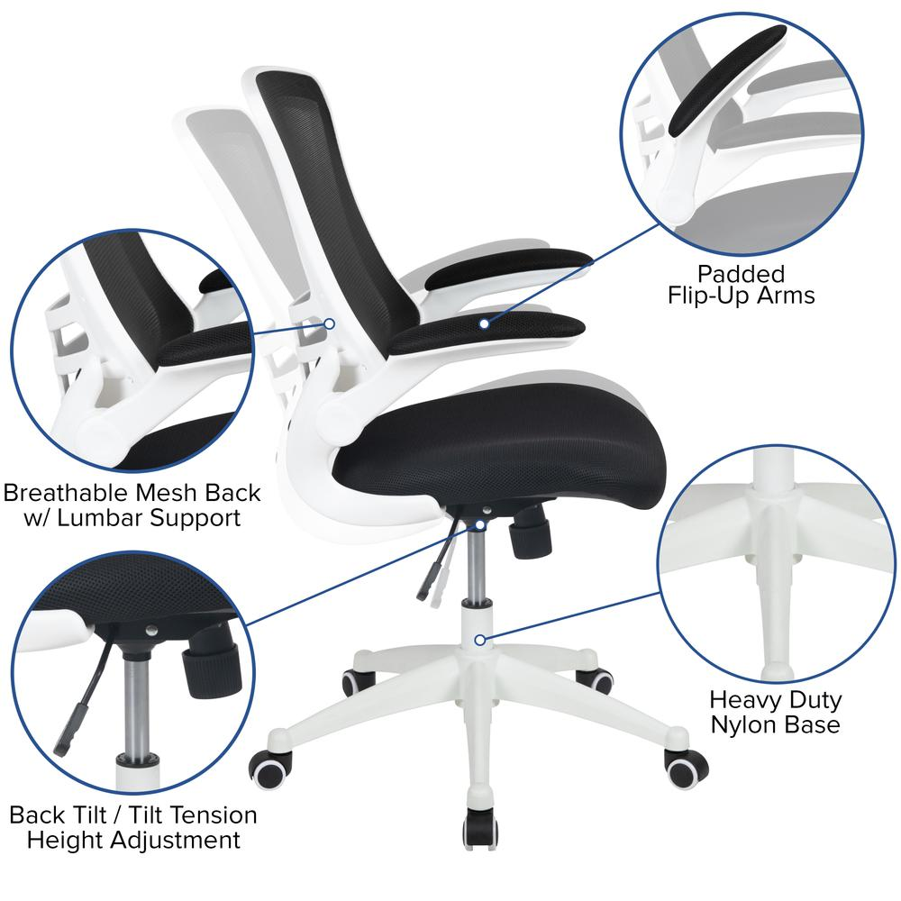 Mid Back Ergonomic Task Desk Chair Black Mesh | White Frame - Higher Gallery Home Office