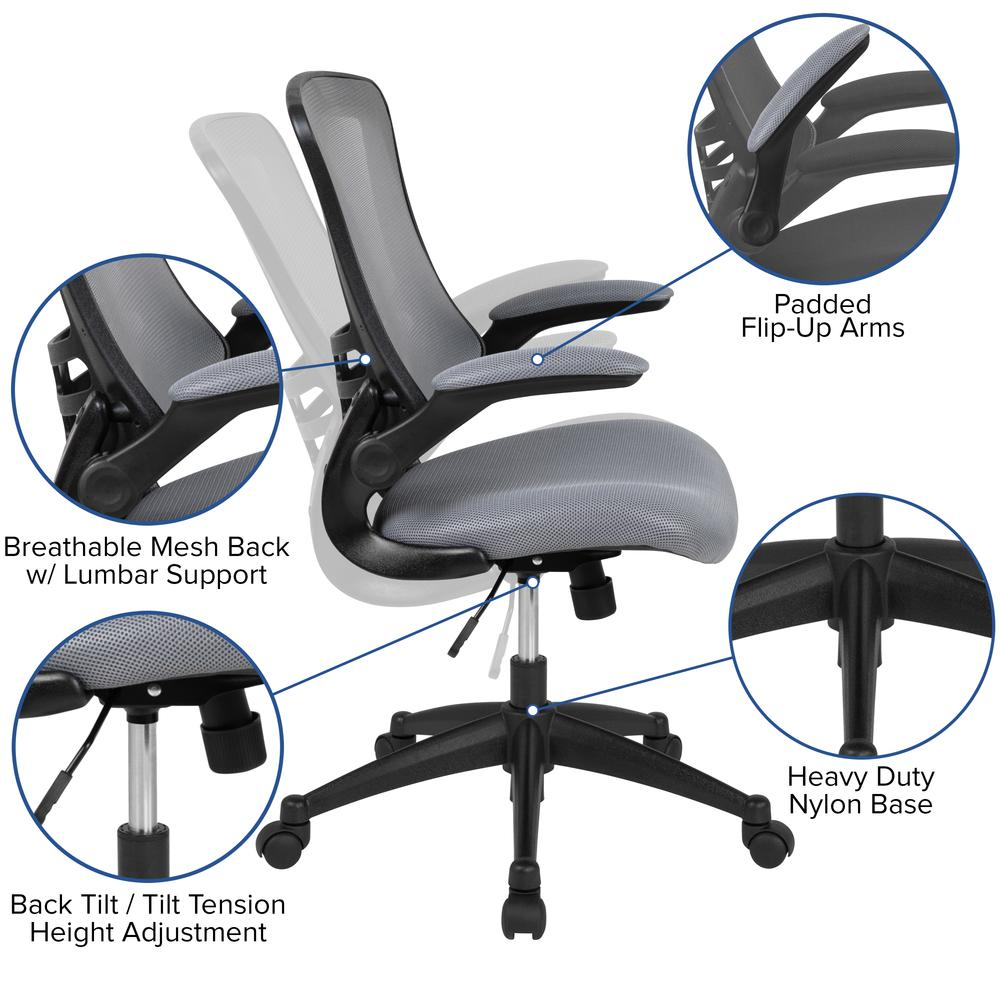 Mid Back Mesh Ergonomic Swivel Desk Chair - Gray - Higher Gallery Home Office