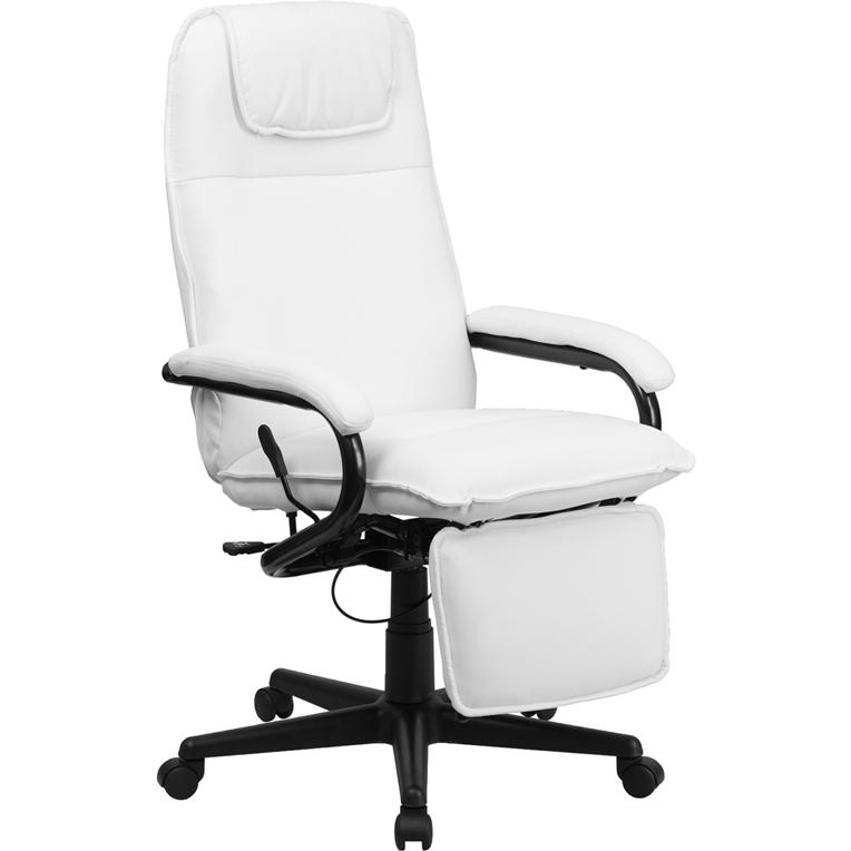 White LeatherSoft reclining office chair - Higher Gallery Home Office