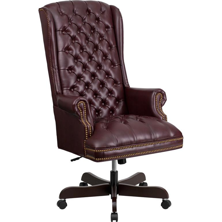 High back Fully tufted ergonomic LeatherSoft  chair - Higher Gallery Home Office