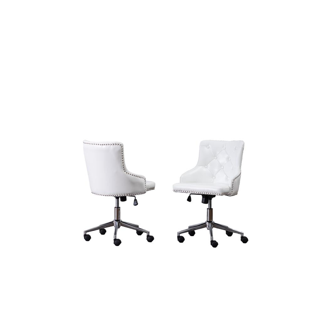 Tufted Faux Leather Office Chair -White