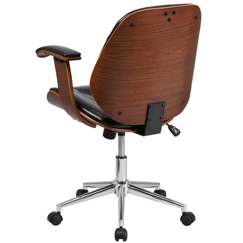 Executive Ergonomic Wood Swivel Office Chair - Black + Walnut