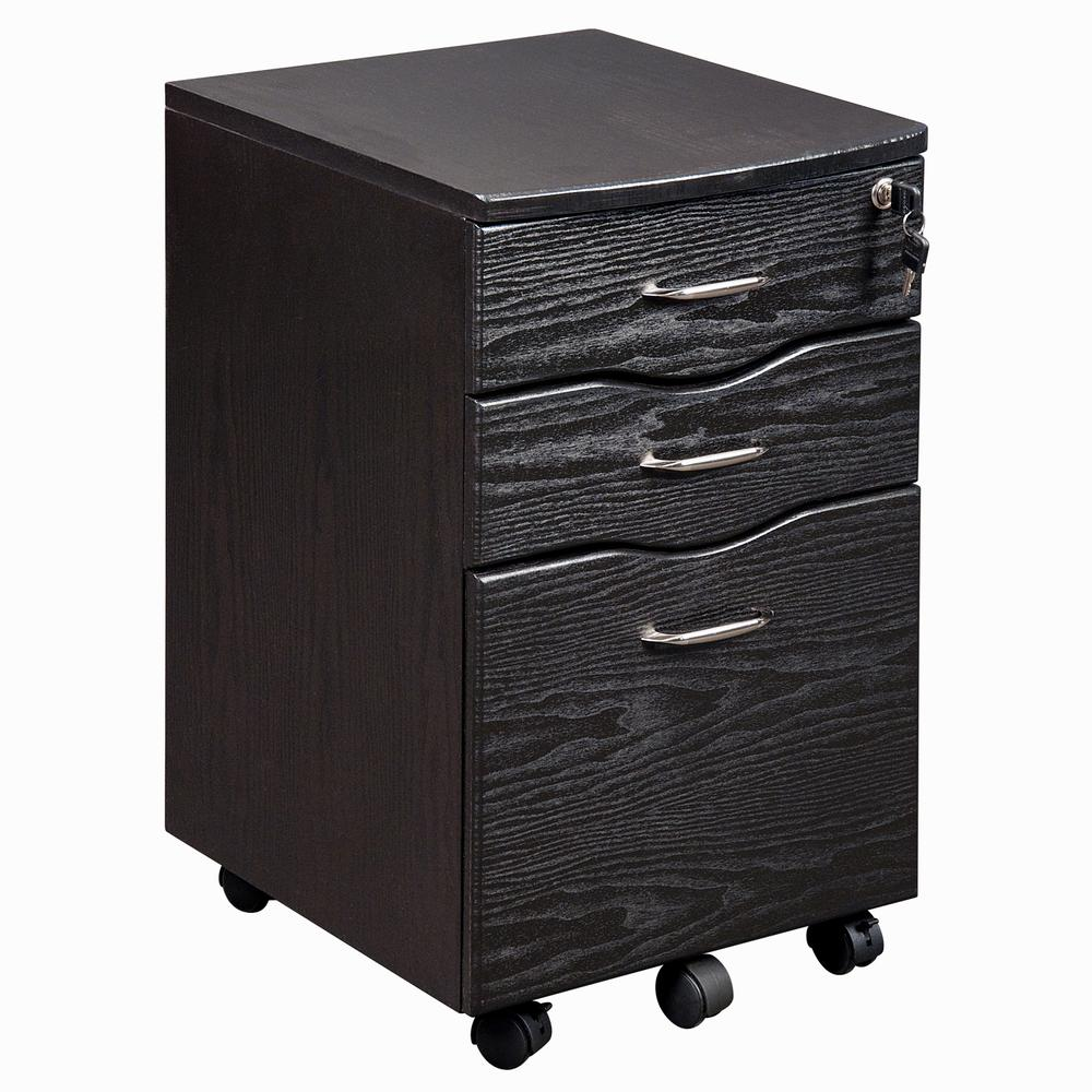 Rolling storage and File Cabinet. Color: Espresso - Higher Gallery