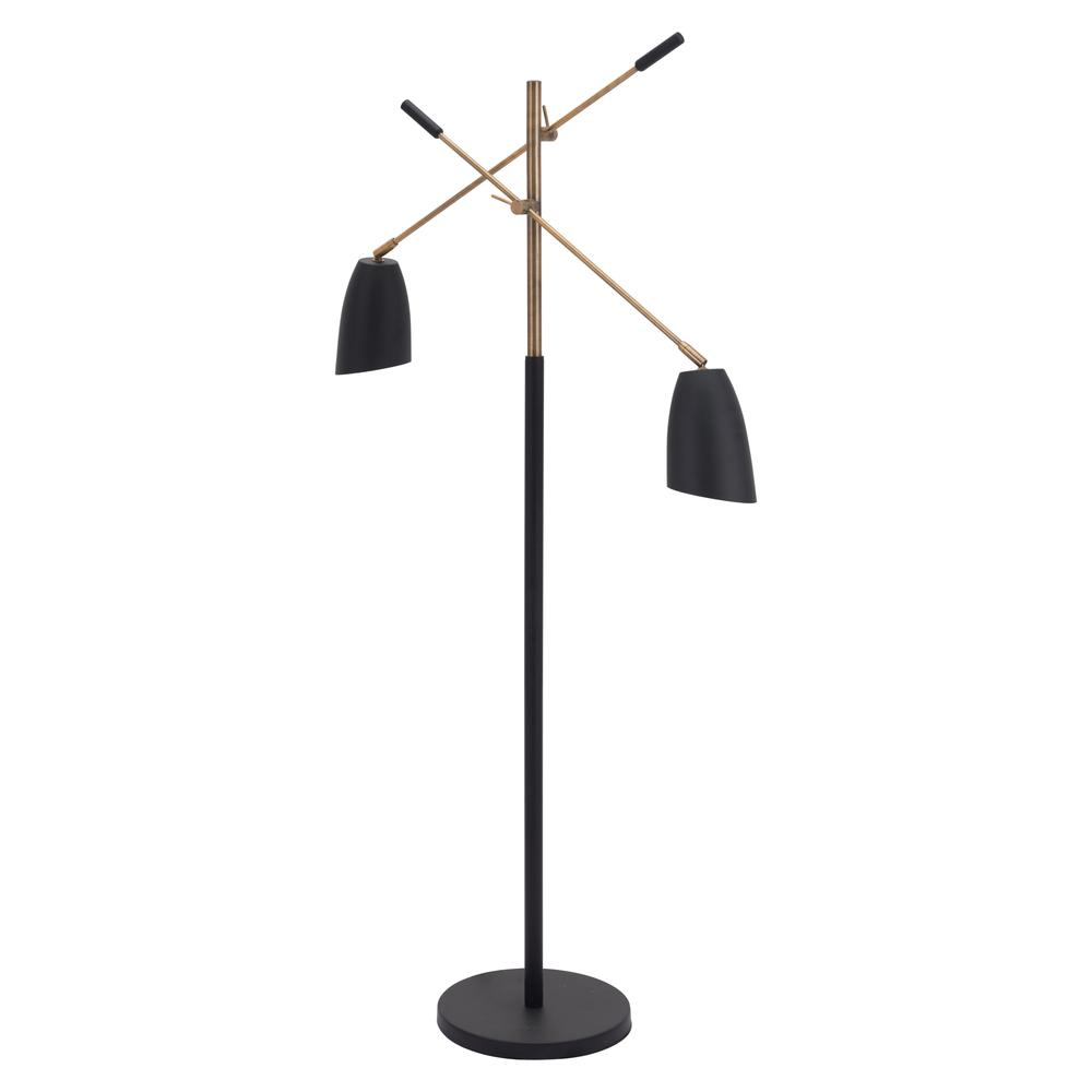 Tanner Floor Lamp - Matte Black & Brass - Higher Gallery Home Office