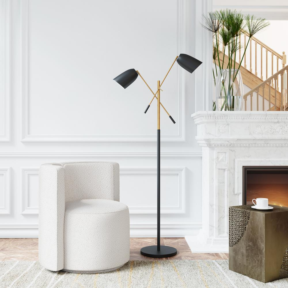 Tanner Floor Lamp - Matte Black & Brass - Higher Gallery Home Office