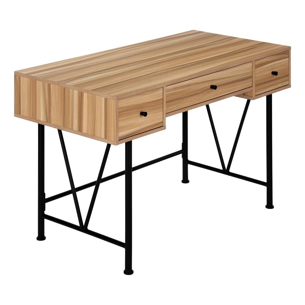 Reclaimed wood look desk with black metal legs