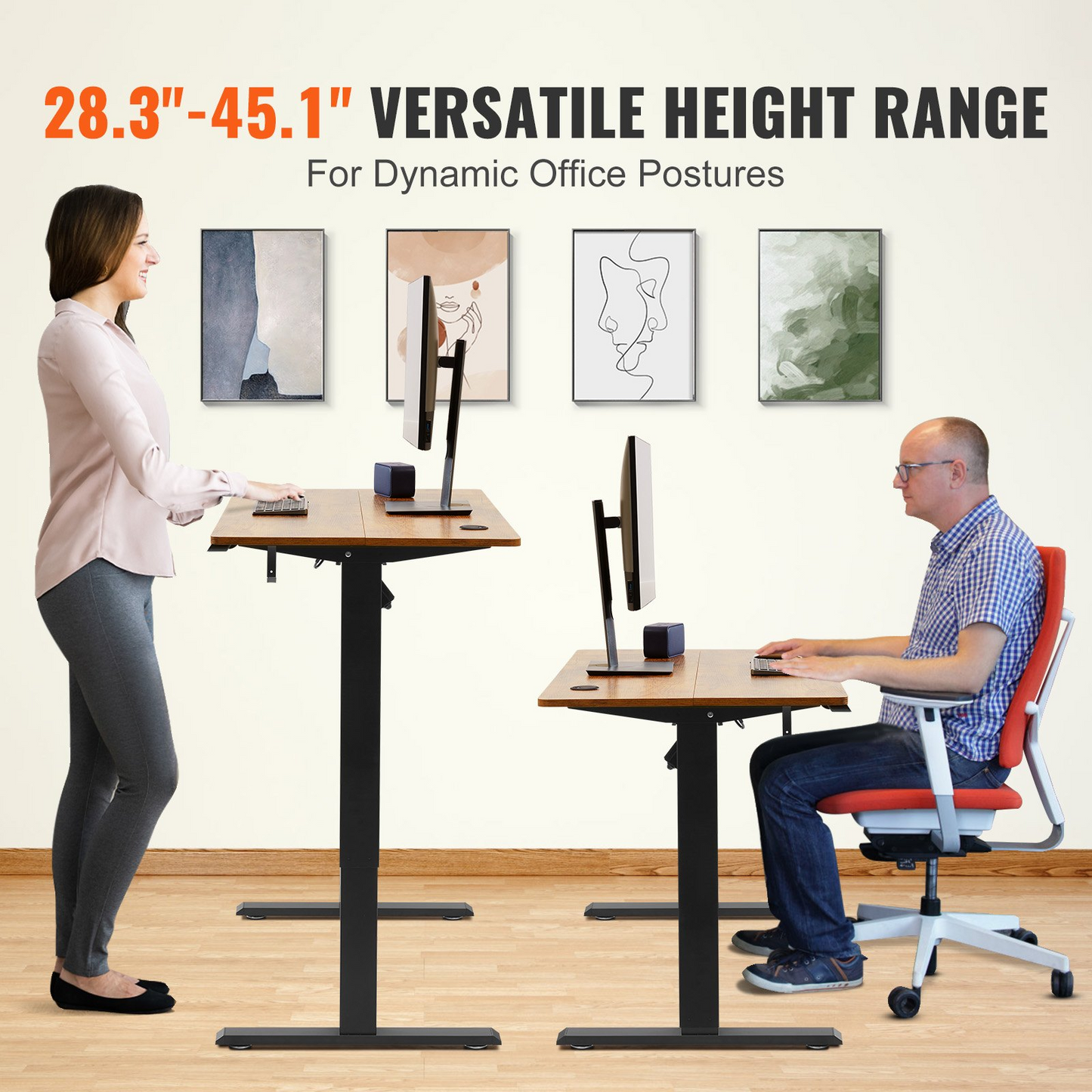 Sit/Stand Electric Adjustable Height Desk - 3-Key Modes 55" x 27"