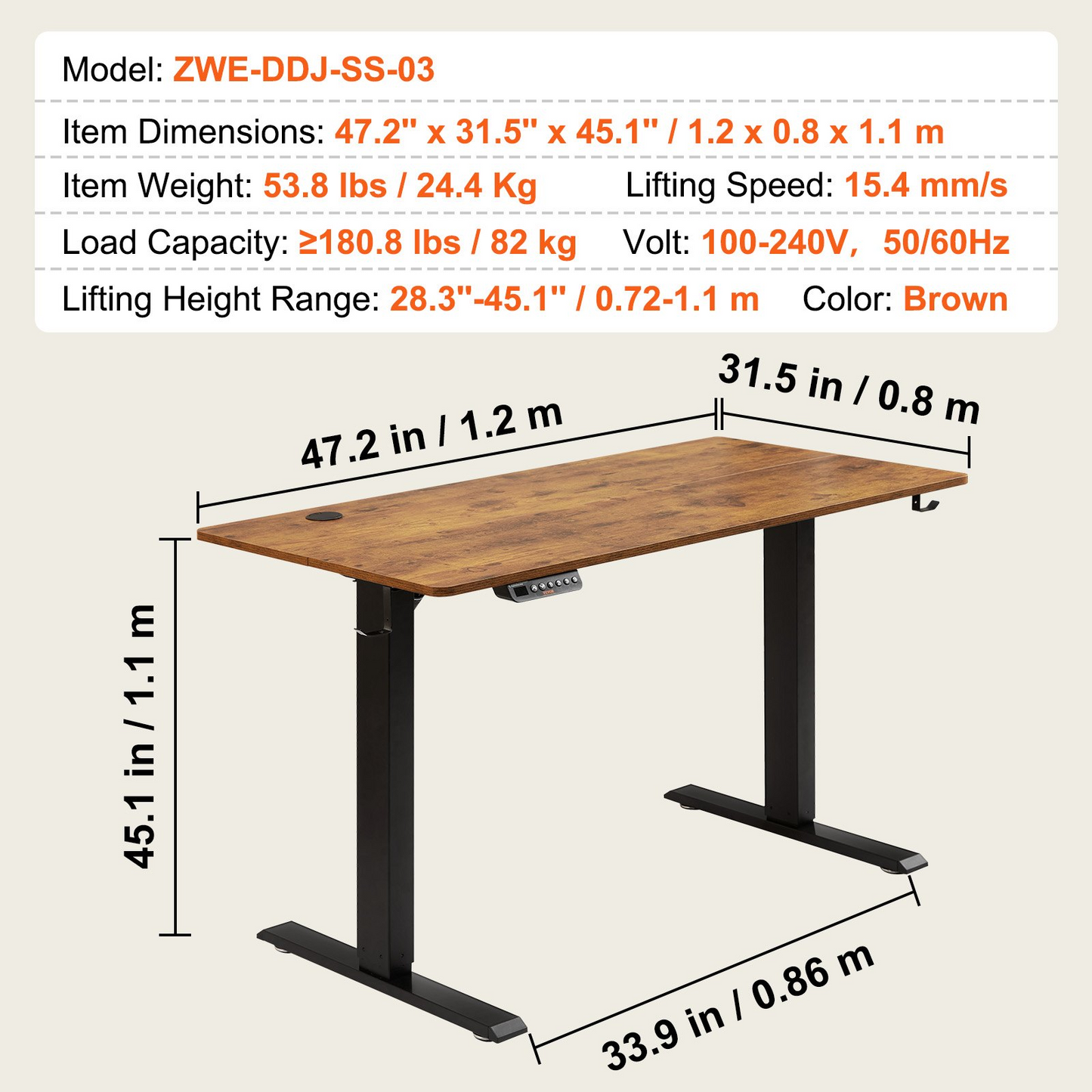 VEVOR Height Adjustable Desk
