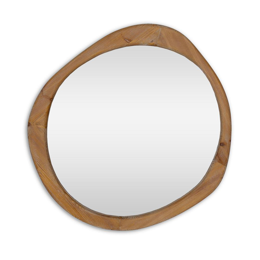 Sabine 32" Round Wood Wall Mirror - Higher Gallery Home Office